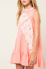 Hayden Lace Panel Mock Neck Ruffle Dress in Peach - Little Jill & Co.