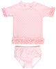 Ruffle Butts Pink Polka Dot Ruffled Rash Guard Bikini Set - Little Jill & Co.