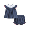 White and Red American Flag Top and Bloomer Set