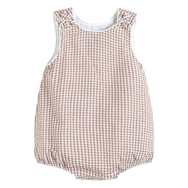 Brown Gingham Bubble Romper