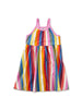 Tea Print Spaghetti Strap Dress - Stripe