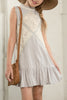 Hayden Lace Panel Mock Neck Ruffle Dress in Silver - Little Jill & Co.