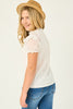 Girls Mix Media Ruffled Sleeve Textured Top Off White