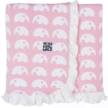 Kickee Pants Essentials Print Ruffle Stroller Blanket in Lotus Elephant - Little Jill & Co.