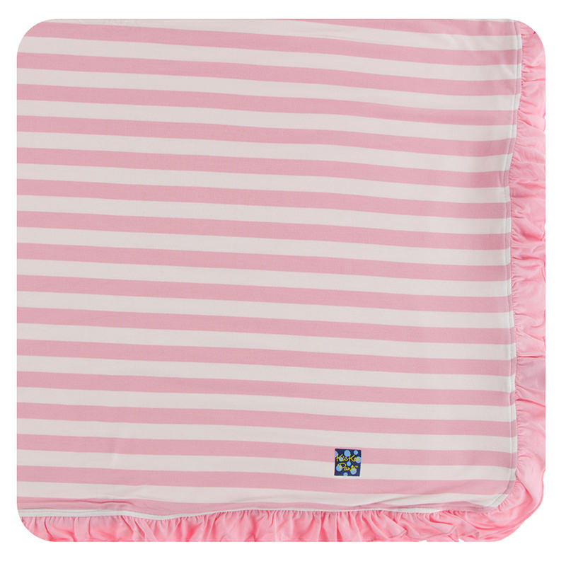Kickee Pants Essentials Print Ruffle Toddler Blanket in Lotus Stripe