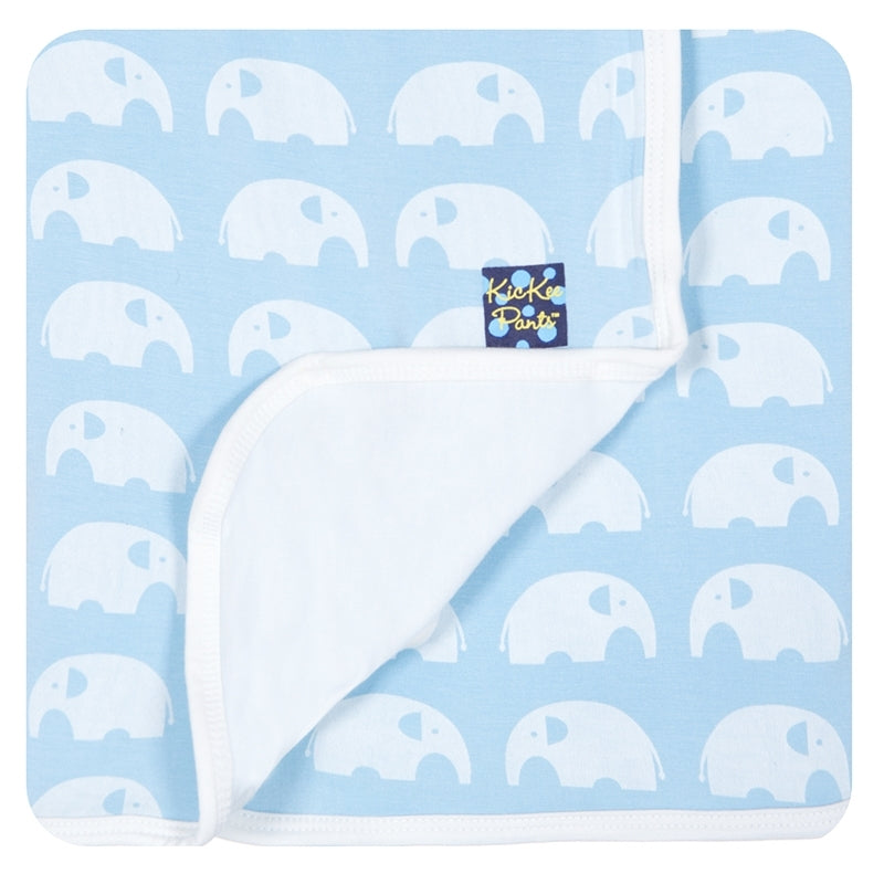 Kickee Pants Essentials Print Stroller Blanket in Pond Elephant - Little Jill & Co.